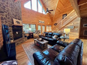 TV, fireplace, table football