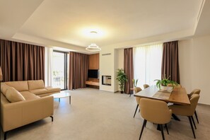 TV, fireplace, offices