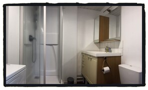 Hair dryer, towels, toilet paper