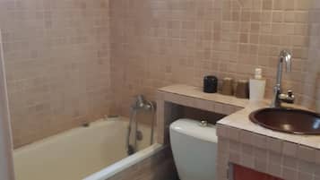 Hair dryer, soap, toilet paper