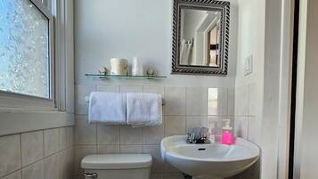 Ducha, toallas, jabón, shampoo