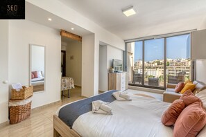 1 bedroom, desk, iron/ironing board, travel cot