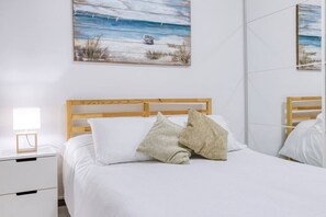 1 bedroom, desk, iron/ironing board, travel cot