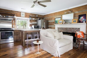 TV, fireplace, computer monitors