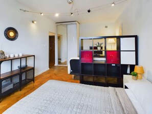 Desk, iron/ironing board, travel crib, WiFi