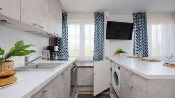 Fridge, oven, stovetop, dishwasher