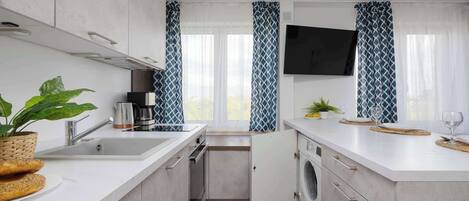 Fridge, oven, stovetop, dishwasher