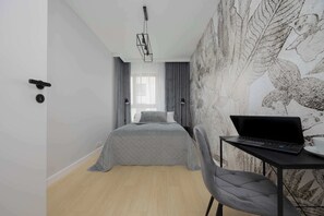 2 bedrooms, desk, iron/ironing board, travel cot