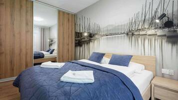 1 habitación, tabla de planchar con plancha, cuna de viaje y wifi