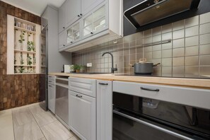 Fridge, oven, stovetop, dishwasher