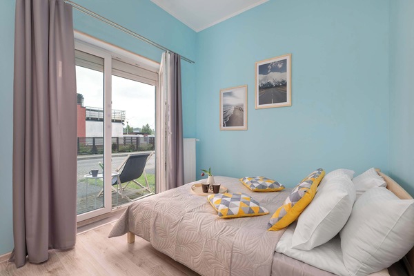 Cozy bedroom in the apartment.