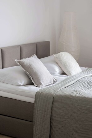 1 bedroom, desk, iron/ironing board, travel cot