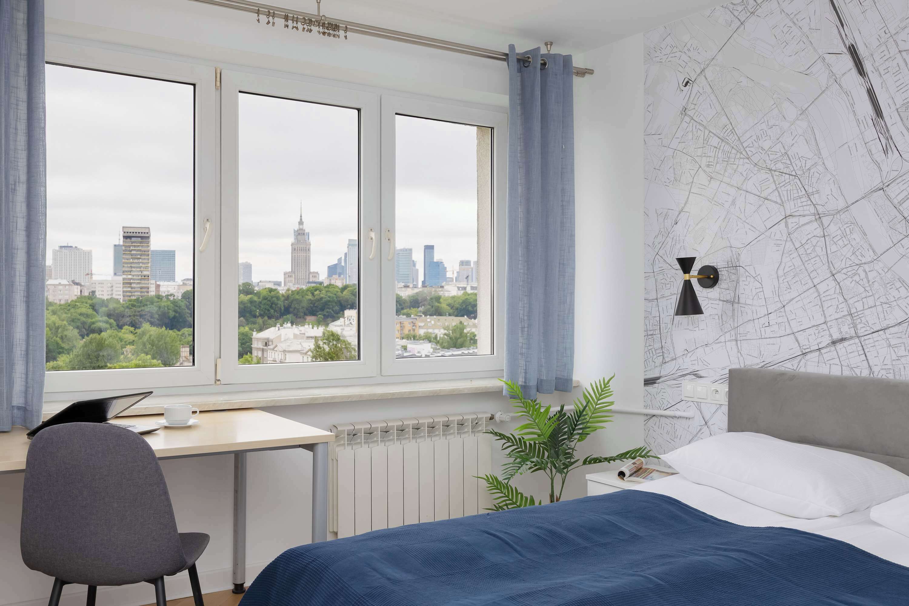 1 bedroom, desk, iron/ironing board, travel crib