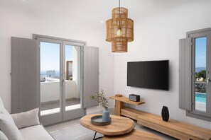 Room, 3 Bedrooms, Accessible, Smoking | Living room - Room-elegant Villa Floating Breakfast (Santorini)