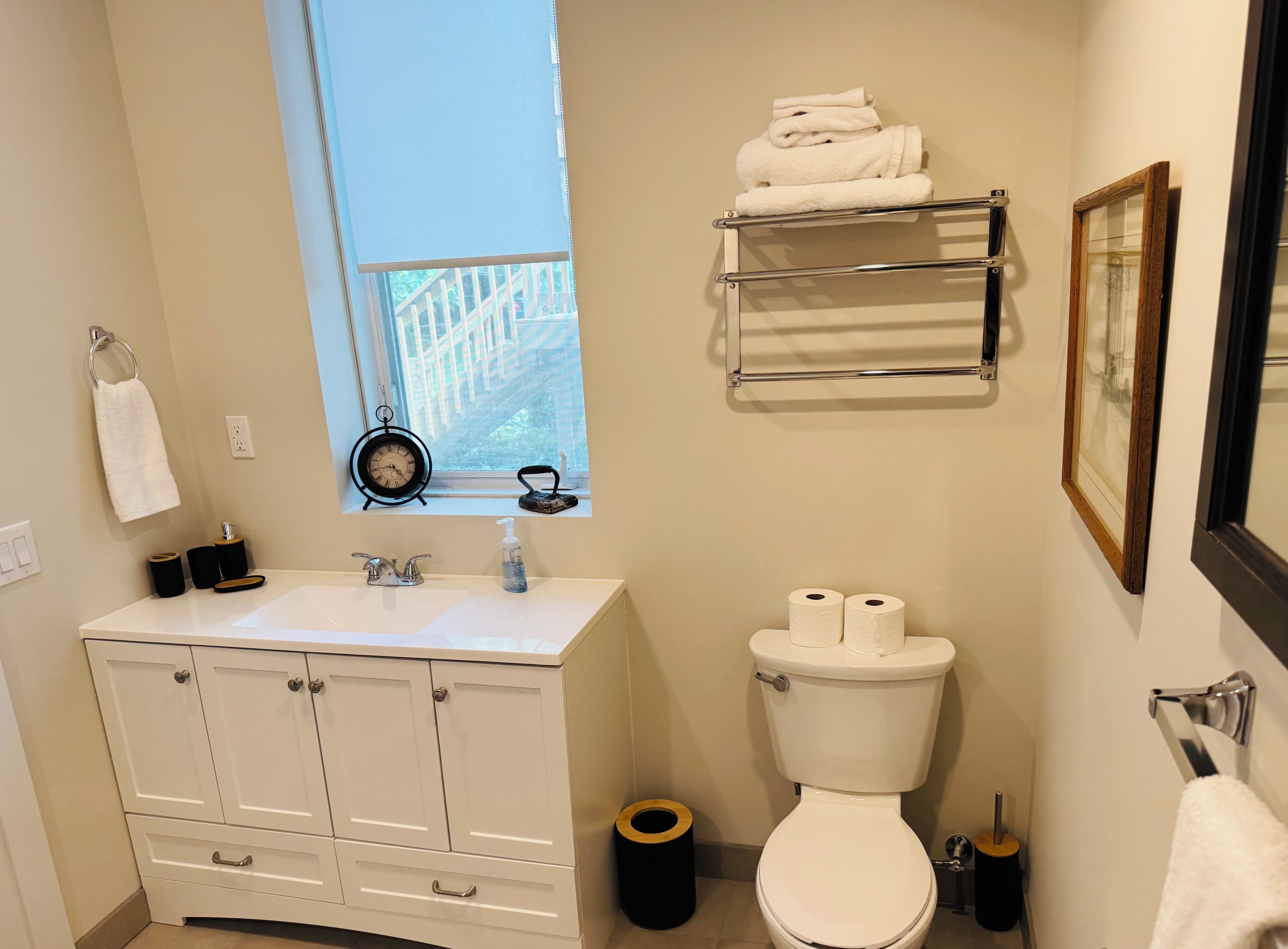 タオル、シャンプー、トイレットペーパー