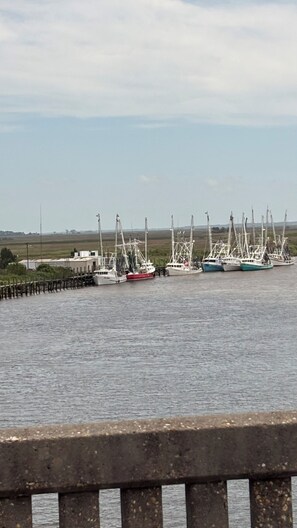 A marina with several sailboats docked.