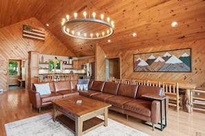Smart TV, fireplace, video games, DVD player