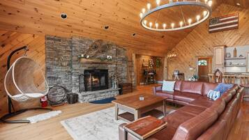 Smart TV, fireplace, video games, DVD player