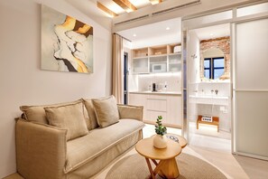 Superior One Bedroom Apartment with Interior View | Living area