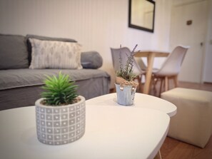 Apartment, 1 Bedroom | Living area | 43-inch Smart TV with cable channels, Netflix, pay films