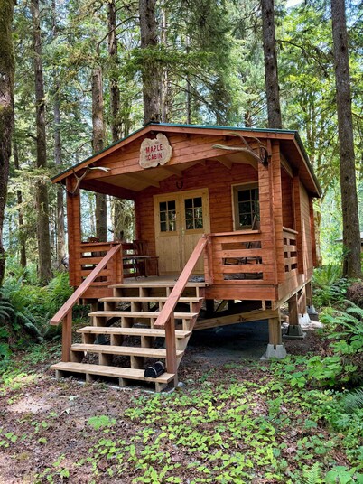 Cozy Off-Grid Steam Donkey Maple Cabin – Trails & River. Pet-Friendly!