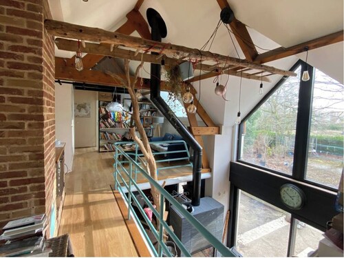 architect-designed, peaceful home in the Fontainebleau forest and its boulders