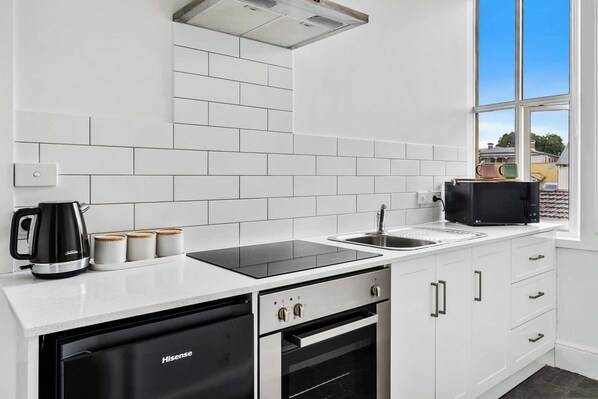 Microwave, oven, stovetop, toaster