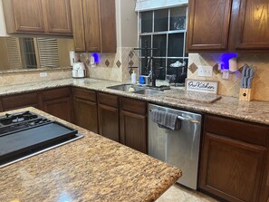 Microwave, oven, stovetop, dishwasher