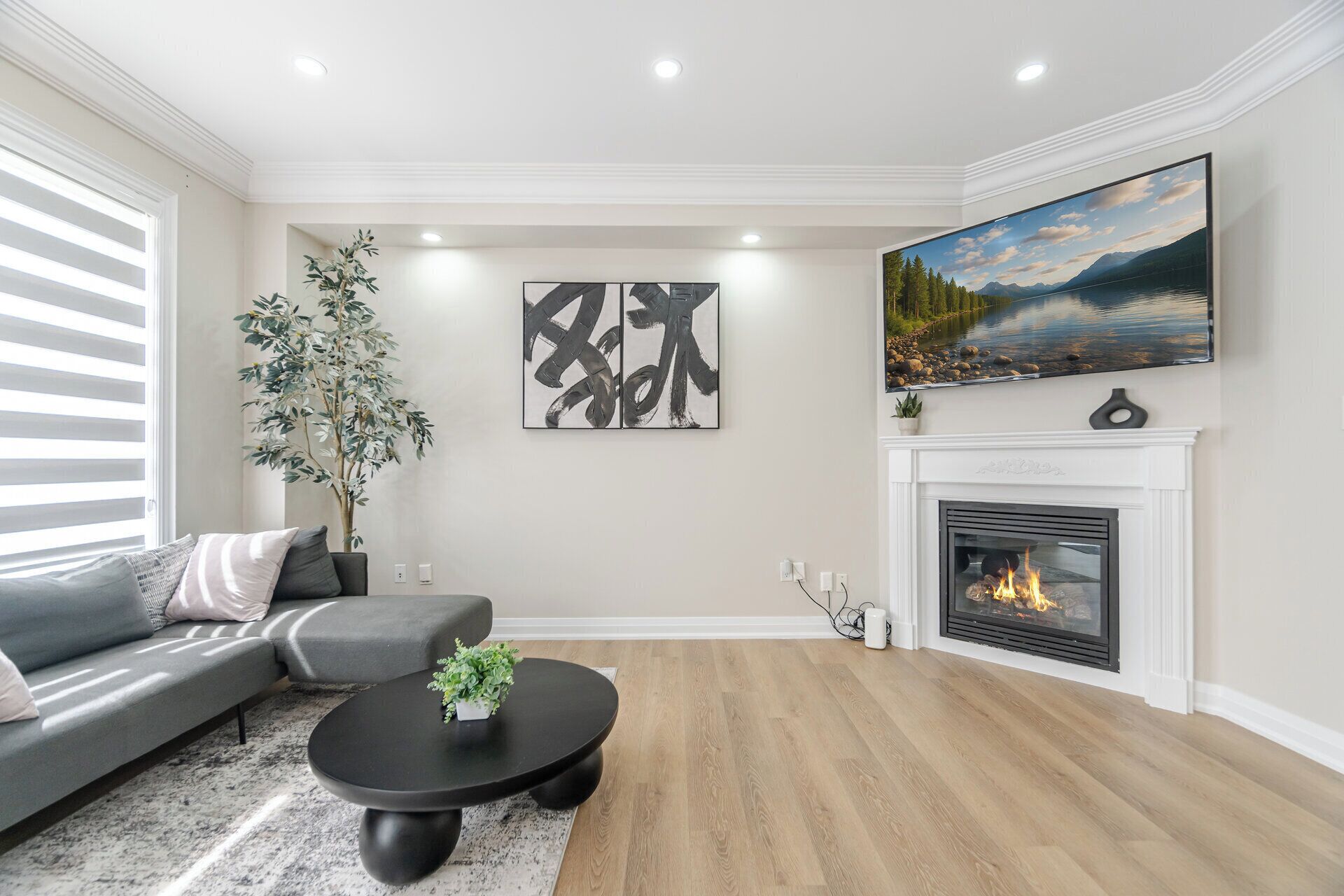 Smart-TV, Kamin, Bücher