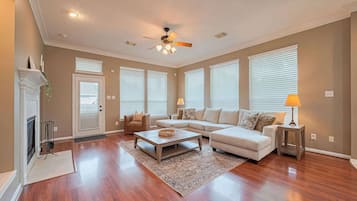 TV, fireplace, offices