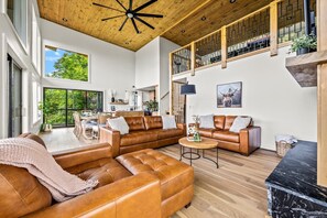 TV connectée, cheminée, jeux vidéo, livres