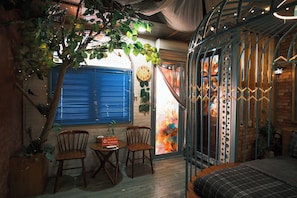 Individually decorated, individually furnished, desk, blackout curtains
