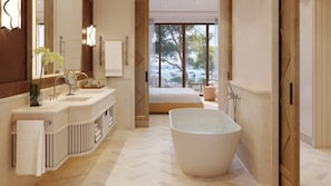 Superior Room, Sea View | Bathroom | Hair dryer, bathrobes, slippers, towels