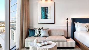 Deluxe Room, 1 King Bed | Living area | 55-inch LED TV with digital channels, pay movies, streaming services