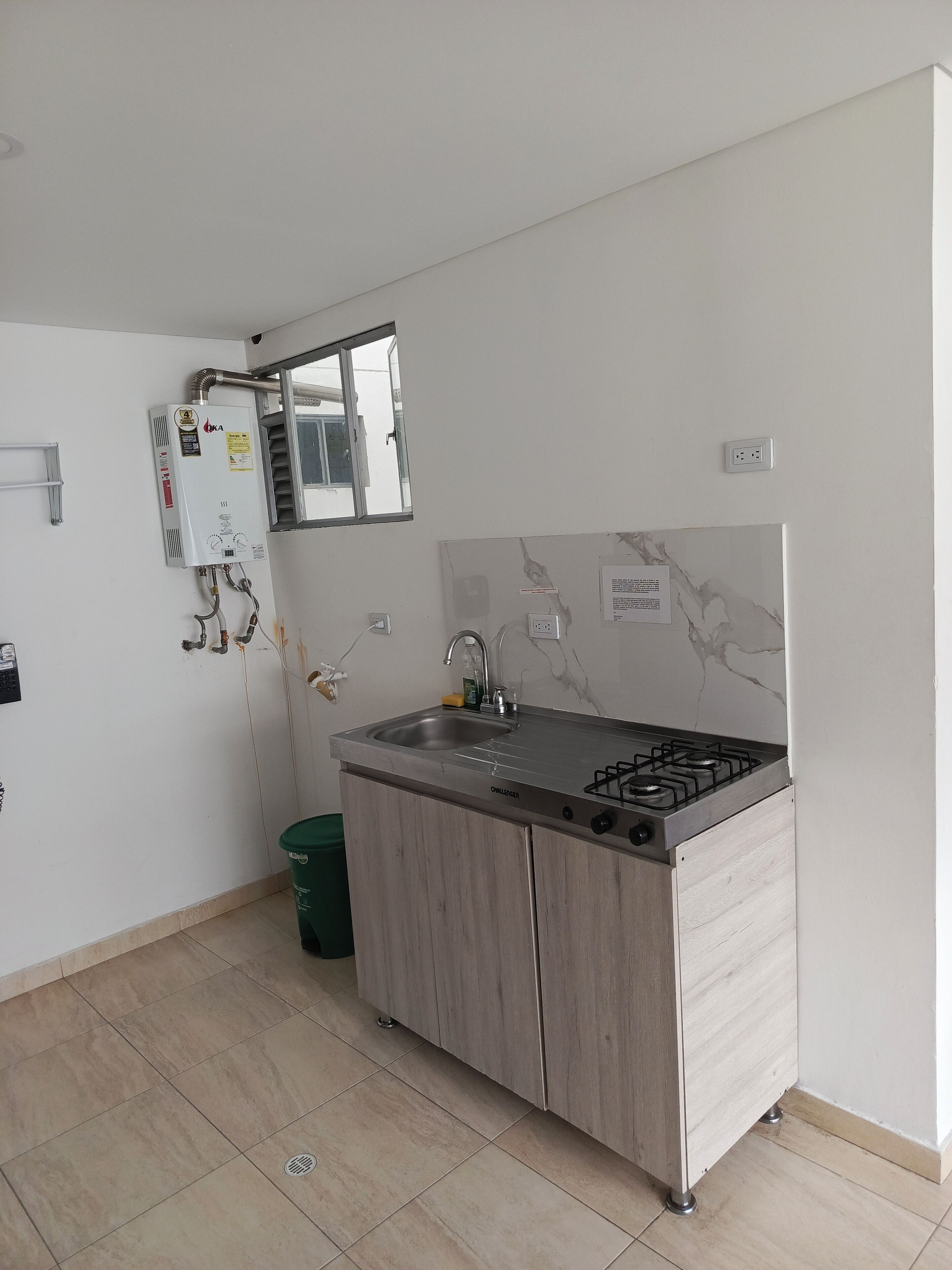 Mini-fridge, cookware/dishes/utensils