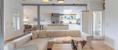 TV, DVD player, music library, stereo