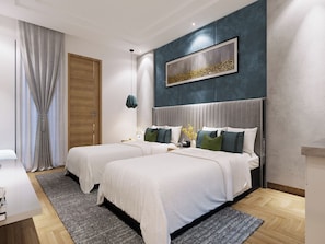 Deluxe-Doppel- oder -Zweibettzimmer, Hügelblick | Verdunkelungsvorhänge, Bügeleisen/Bügelbrett, kostenloses WLAN
