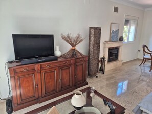 TV, fireplace