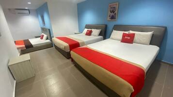 Desk, free WiFi, bed sheets