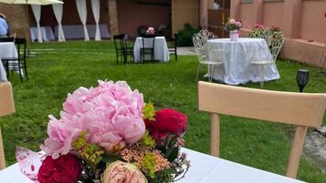 Outdoor banquet area