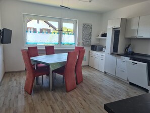Fridge, microwave, dishwasher, toaster