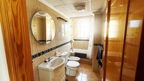 Duschwanne, Komfortbadewanne, Haartrockner, Handtücher