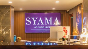 A reception area with a large purple sign reading "SYAMA AO NANG KRAEB AN ASPIRA COLLECTION". - Syama V Ao Nang Beach Krabi, an Aspira Collection (Krabi)