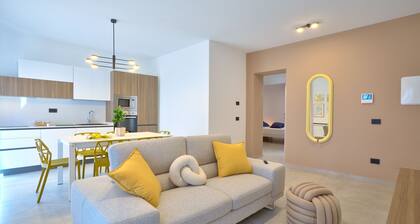 New modern apartment sea and Aeolian Islands view with balcony and terrace