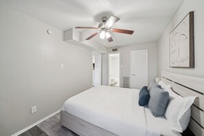 Iron/ironing board, travel crib, free WiFi, bed sheets