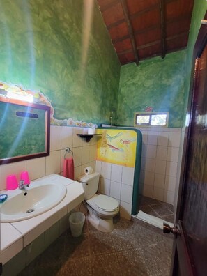 Regadera, toallas, jabón 