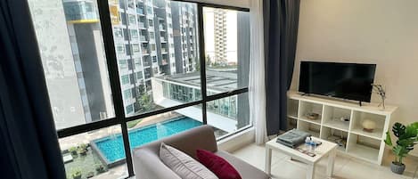 Studio Supérieur, 1 grand lit, balcon, vue ville | Vue de la chambre