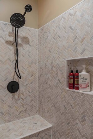 Hair dryer, soap, shampoo