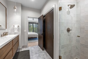 Shower, hair dryer, towels - Brand New Luxury Custom Home w/Hot Tub - Higher Ground (Fairplay)