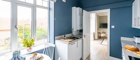 Microwave, dishwasher, high chair